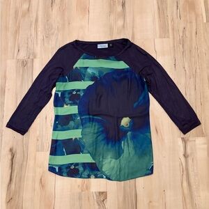 XSmall Cynthia Rowley Striped Floral Top